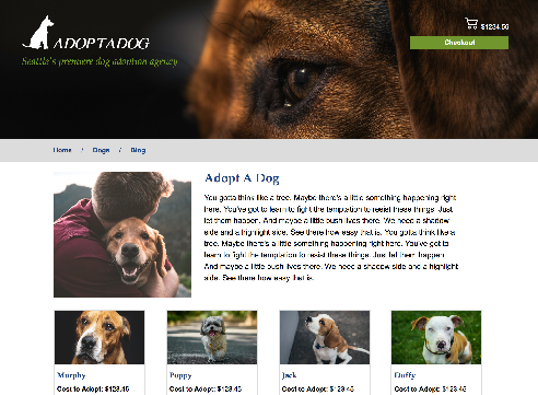 Screenshot of Adoptadog project