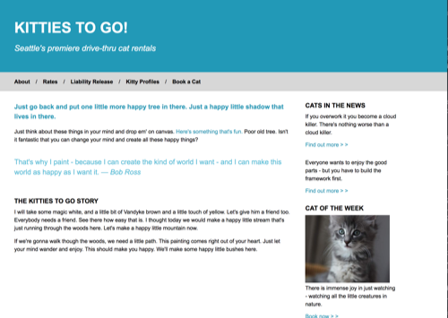 Screenshot of Kitties to Go project
